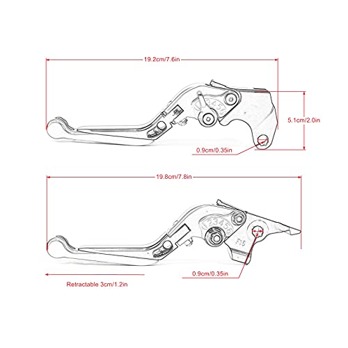 Motorcycle Foldable Brake Clutch Levers Adjustable Aluminum Handlebar Lever Replacement for Honda CB750 XL750 TransAlp 2023 2024 2025 (Titanium) - color: Titanium