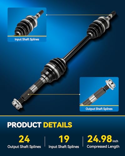 PHILTOP Front CV Axle Shaft Assembly for KAF620 Mule 3010 Trans 4x4, 25.0in - size: 25.0 in