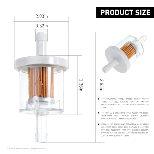 Set of 4, Universal 40 Micron 1/4" Inline Fuel Filter 691035 493629