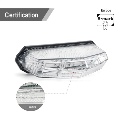 Universal Clear Integrated Motorcycle 25 LED Tail Light with Turn Signal Position Brake-Stop Alert Function for Dirt Bike Buggy Chooper Cruiser ATV(Clear/Stop Alert) - color: Clear/Stop Alert