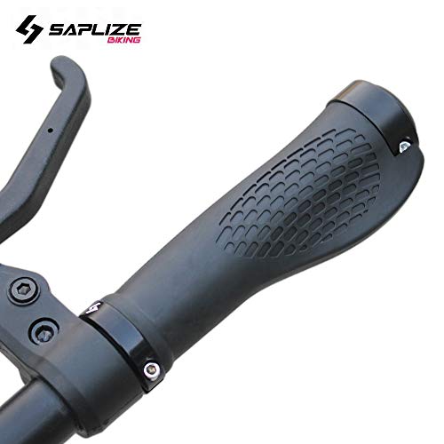 SAPLIZE Bike Handlebar Grips, Ergonomic Design, Wide Palm Support Rubber Bike Grips, Double Lock-on, for Mountain Road MTB Bike, Urban Bikes Scooters, Multi-Color Options - color: Black