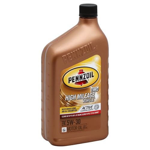 Pennzoil High Mileage Synthetic Blend 5W-30 Motor Oil for Vehicles Over 75K Miles (1-Quart, Single-Pack) (Pack of 2) - size: 1 Quart (Pack of 2), style: 1-Pack