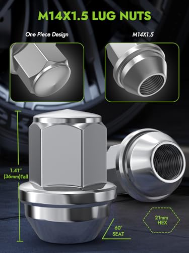 AUTOPTIM M14x1.5 OEM Lug Nuts - 20 Pcs Chrome for Ford Factory Style Wheel - color: Chrome, size: M14x1.5, style: 20 Pcs
