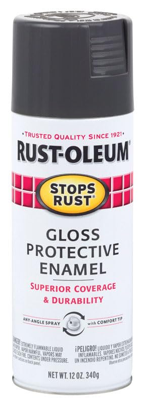 Rust-Oleum Stops Rust Spray Paint, Gloss Charcoal Gray - color: Gloss Charcoal Gray, size: 12 Ounce (Pack of 6)
