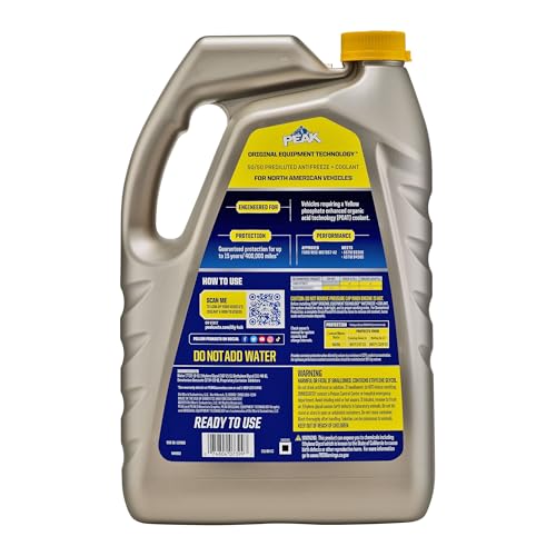 PEAK OET Extended Life Yellow 50/50 Prediluted Antifreeze/Coolant for North American Vehicles, 1 Gal.