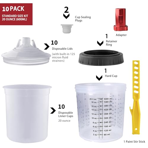 10pcs Disposable Paint Mixing Cup 20 Ounce (600ml) Kit,Paint Sprayer Cups