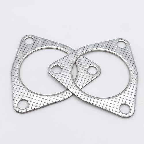 3 Inch Exhaust Gasket 3-Bolt Flange 76.5mm Graphite w/Fire Ring 2 Pcs - size: 3 in