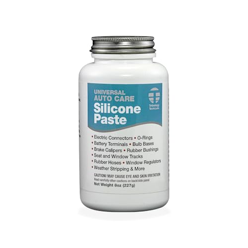 Tribology Tech-Lube Silicone Paste with Brush, Clear, 8 oz - Universal Automotive Care Sealant Dielectric Grease - Brake Calipers, Battery Terminals, Sunroof, Gaskets, Electrical Connectors, O-Rings