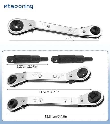 3Pcs HVAC Service Wrench Tool,Refrigeration Wrench with Hexagon Bit Adapter