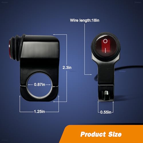 ATV Light Switch 12V Waterproof Aluminum Alloy Motorcycle Handlebar Switches for Motorcycle ATV UTV- Fits 7/8" Handlebars (22mm) Red 2 Pieces - color: Red, size: 2 Pieces