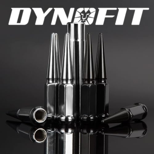 Dynofit 9/16-18 Spike Lug Nuts Compatible with Dodge Ram 1500 2002-2010 - color: Black, size: 9/16"-18 32pcs