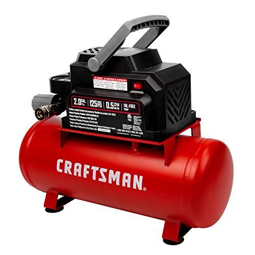 Craftsman 2 Gallon Portable Air Compressor, Oil-Free 125 PSI Hot Dog