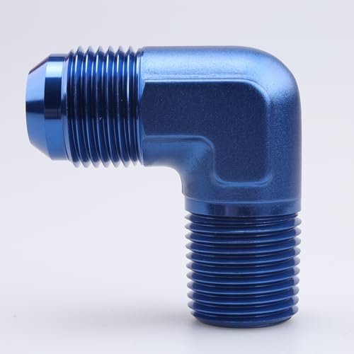 AC PERFORMANCE AN12 to 3/4" NPT Male 90 Degree Fitting Aluminum Blue - color: Blue, size: 12AN to 3/4 NPT