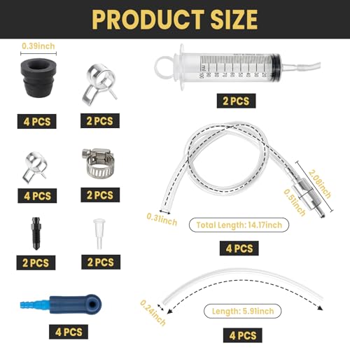4-Pack Brake Bleeder Hose Kits with One-Way Check Valves