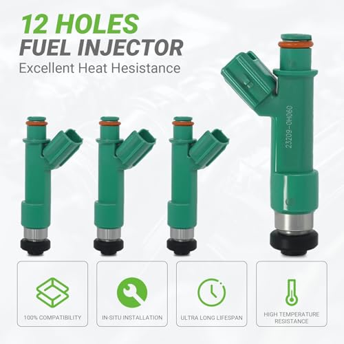 Fuel Injectors Set of 4 Compatible with Toyota Camry RAV4 Corolla Matrix Highlander & Scion tC xB, L4 2.4L # 23209-0H030 232090H030 23209-28080 2320928080 232090H060 MP-10248 MP10248 FJ758 8001735N - size: 758
