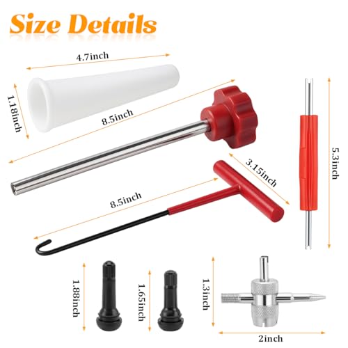 23PCS Tire Valve Stem Tool Kit Replacement Installation Set Black - color: Black, size: 23PCS