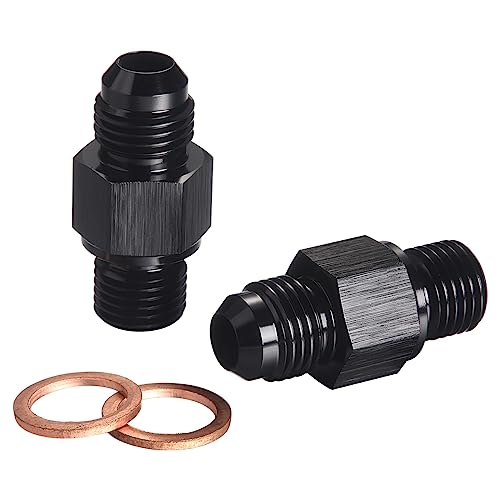 6AN Male Flare to 1/4 NPSM Transmission Cooler Adapter Fitting Aluminum Black Fits TH350 TH400 4L60E 700R4 200-4R TR6060 AOD 4R100 4R70W C5, Pack of 2 - size: 6AN to 1/4 NPSM