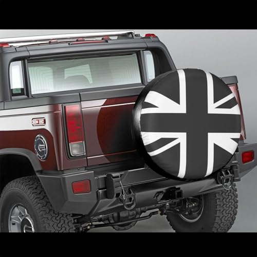 Union Jack Spare Tire Cover UK British Flag Waterproof Wheel Tire Covers Dust-Proof Weatherproof Wheel Tire Protector UV Sun Protection Tyre Cover Universal for RV SUV Truck Trailer Car Travel 15 Inch - color: Union Flag, size: 15" for tire diameter 27.6"