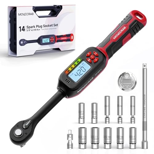 14-Piece 3/8" Digital Torque Wrench Spark Plug Socket Set - size: 3/8" 14pcs-Spark 4.2-85N.m/3-62.6Ft.lb