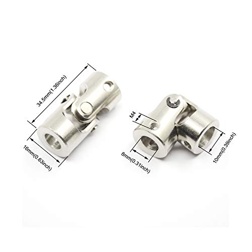 2 Pcs 8mm to 10mm Universal Joint Shaft Coupling for Motor - size: 8-10mm