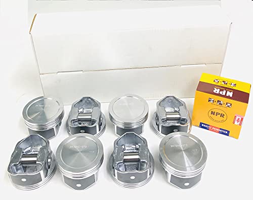 Set of (8) Pistons & Moly Rings Kit Chevy 5.3L LS1 Silvolite Hypereutectic Pistons 1999-2003 Dish Top 3.780" Standard Bore Diameter