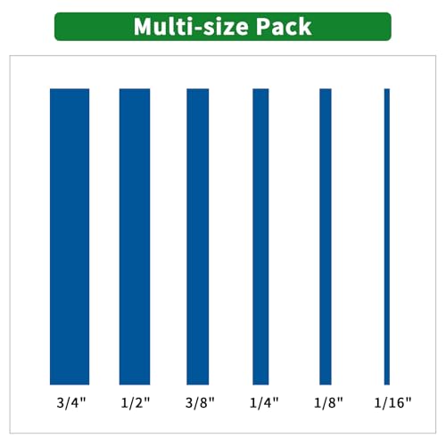 6 Rolls Pinstripe Masking Tape 1/16", 1/8", 1/4", 3/8",1/2", 3/4" - color: Dark Blue