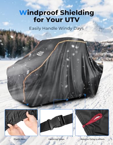 KEMIMOTO UTV Cover 2 Seater Compatible with CFMOTO ZForce 800 950 500 / Uforce 600 800 1000, All-Weather Protection with Reflective Strips Heavy Duty Windproof Small Size Cover 2-3 Seat - size: Small