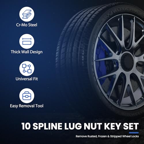 10 Spline Lug Nut Key Set, 3-Piece Thick Wall Spline Socket Set - size: 3PCS Spline Lug Nut Socket Set
