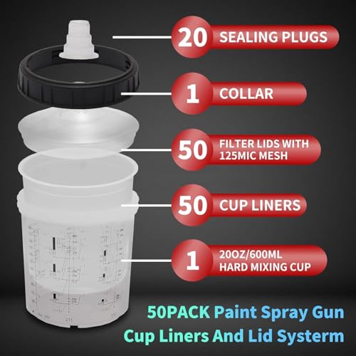 Disposable Paint Cups for Spray Gun 20oz (600ml) HVLP LVLP Spray Gun Cup - size: 600ml Paint Cup
