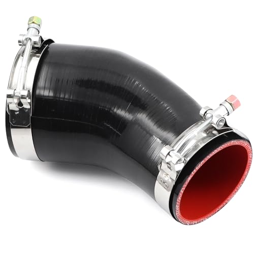 45 Degree ID 3 to 4 inches Elbow Silicone Reducer Coupler Hose 4 Ply Polyester Reinforcement with 2 Steel T Clamps for Intercooler Turbo Intake Pipe - size: 45° 3-4"