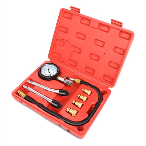 DNA Motoring 8PCS Compression Gauge Compression Tester Kit with M10 M12 M14 M18 Adapters for Car Truck ATV Motorcycle, TOOLS-00334 - style: Cylinder Leak Down Tester