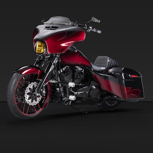 Advanblack Protek Two Step Highway Peg Crash Bar with CNC Slider Fit for 2014-2025 Harley Touring Road Glide Street Glide Electra Glide – Engine Guard Performance Upgrade (Silver CNC) - color: Silver CNC
