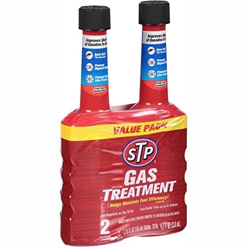STP Gas Treatment Fuel Additive, 5.25 fl oz Bottles, 2 Pack, Fuel Cleaner That Fights Deposit Build-up, Prevents Fuel Line Freeze, and Saves Gas - style: Gas Treatment (2 Pack)