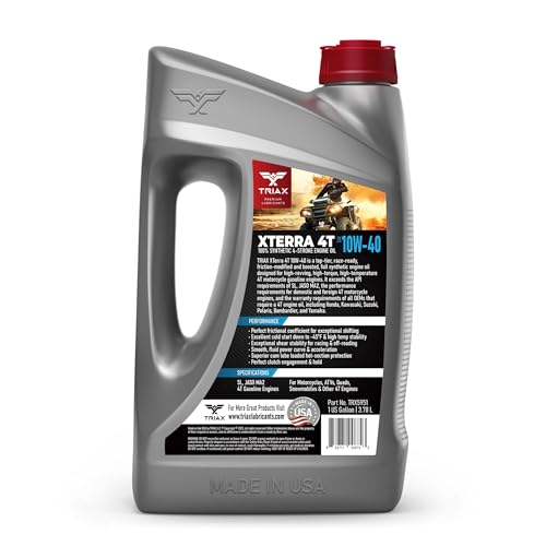 TRIAX XTerra 4T 10W-40 Full Synthetic 4 Stroke Engine Oil | For Motorcycles, ATVs, Quads & Snowmobiles | Exceeds JASO MA2 & API SL/SM/SN | True All Season | Race Ready (1 Gallon) - size: 1 Gallon