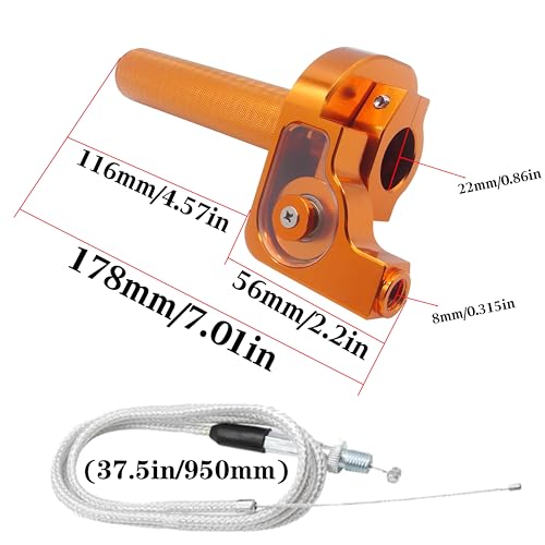 Motorcycle Throttle Assembly,7/8" Quick Twist Throttle Grips with Throttle Cable Aluminum Alloy Universal for CRF KLX SSR TTR 110 125 150 250cc Dirt Pit Bike ATV Mini Bike - color: Orange