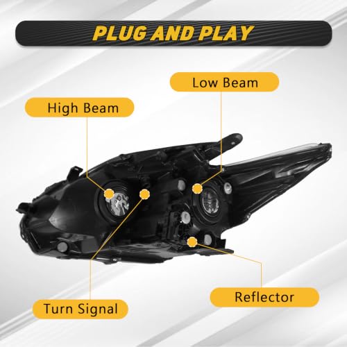 Headlight Assembly Compatible with 2012-2015 Toyota Prius (Black) - color: Black