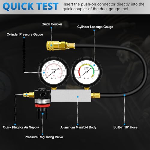 YSTOOL Cylinder Leak Down Gasoline Engine Compression Tester Automotive Kit - color: Blue