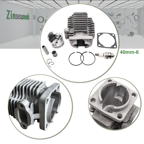 40mm 44mm Cylinder Assembly Piston Assembly for 43cc 47cc 49cc 2 Stroke Engine with Cylinder Piston Ring Circlip Gasket Piston Pin Needle Bearing Spark Plug (40mm-6, Cylinder) - color: 40mm-6, size: Cylinder