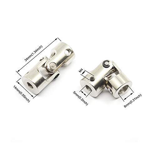 2 Pcs 5mm to 8mm Universal Joint Shaft Coupling for Motor - size: 5-8mm