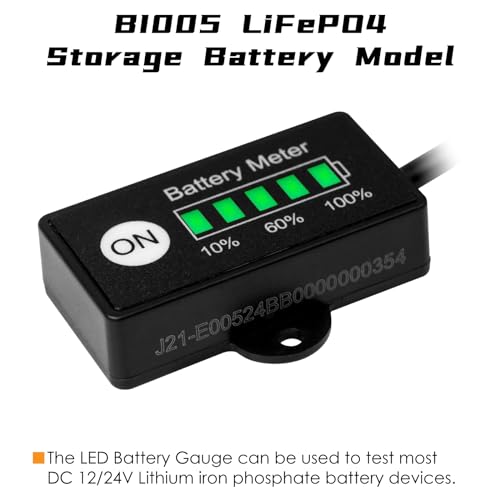 Jayron Mini LED Battery Indicator, DC 12/24V Lifepo4 Battery Fuel Gauge for Golf Carts, Forklifts & Equipment - size: LiFePO4 Battery