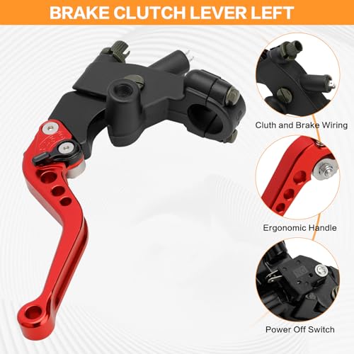 7/8" 22mm Motorcycle Brake Clutch Lever Master Cylinder Reservoir - color: Red