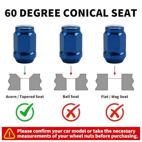 20pcs Blue M12x1.5 Lug Nuts for Escape Fusion Focus Honda Accord CR-V Civic - color: Blue