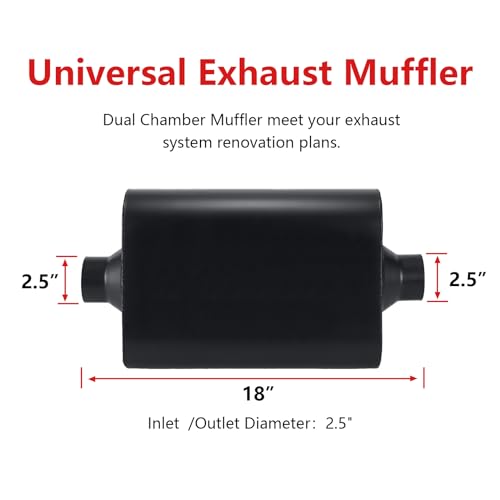 Mufflers 2 Chamber 2.5" Universal Muffler Performance Race Exhaust Muffler 2.5 IN Pipe,Aggressive Sound,Black(2.5" center in/out) - size: 2.5" center in | 2.5" center out | Overall 18", style: Center in | Center out
