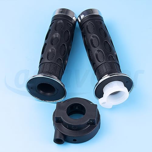 7/8inch 22mm Handlebar Throttle Twist Handle Grip Set w/Cable housing Holder Aftermarket Replacement Parts Compatible for GY6 50cc 80cc 125c 150cc Scooters Pit Bike ATV.