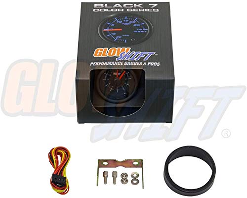 GlowShift Black 7 Color Dual Analog Clock Gauge Kit, 2-1/16" 52mm