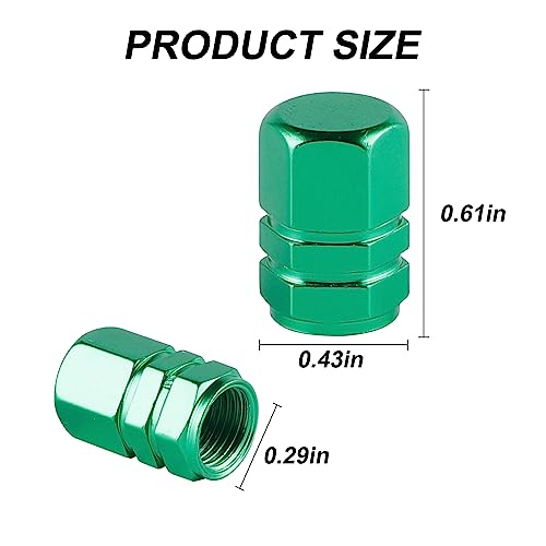 alpmosn Aluminum Tire Stem Valve Caps Wheel Valve Covers Car Dustproof Tire Cap Cover Accessories, Universal for SUV, Car, Bike and Motorcycle, Hexagon Shape (4PCS Green) - color: Green