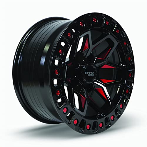 Alloy Wheel, Zion 17x9 6x139.7 ET0 CB106.1 Gloss Black Milled Red