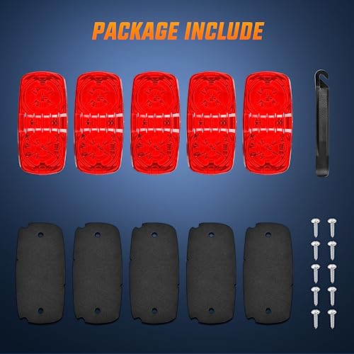 Nilight Double Bullseye Marker Light 5PCS Red 10LED Rectangular - color: 5Pcs Red
