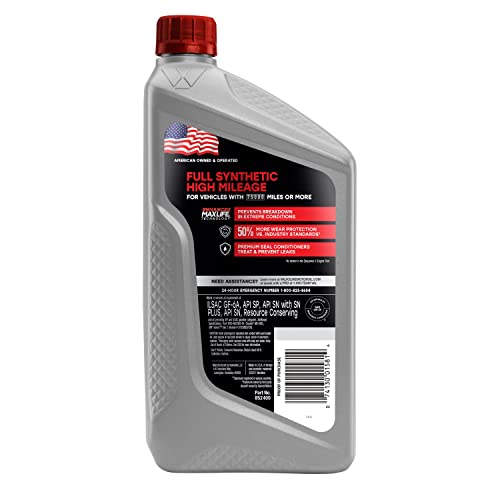 Valvoline Full Synthetic High Mileage with MaxLife Technology SAE 0W-20 Motor Oil 1 QT (Packaging May Vary) (Pack of 2) - size: 1 qt (Pack of 2), style: Full Synthetic High Mileage