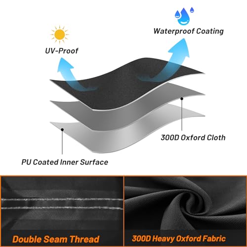Waterproof Motorcycle Cover for Touring Models Made for Harley Davidson Road King Road Glide Street Glide Electra Glide Low Rider-ST Indoor & Outdoor All Weather Protection (Black & Orange)